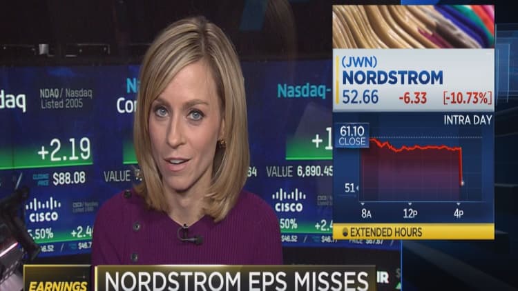 Nordstrom drops on EPS miss