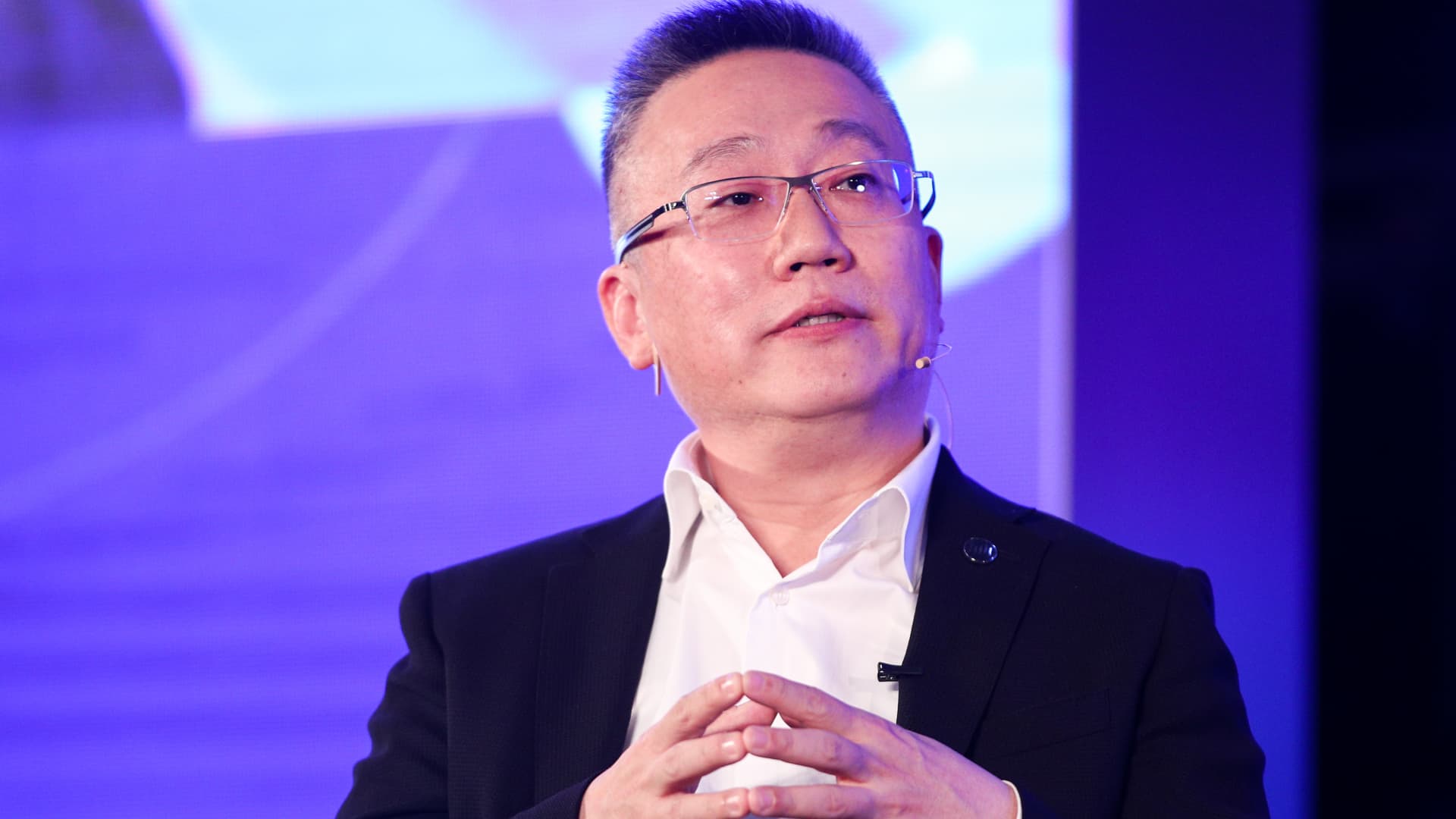 Freeman H. Shen, Founder, Chairman & CEO of WM Motor, speaks during Fireside Chat on Day 2 of CNBC East Tech West at LN Garden Hotel Nansha Guangzhou on November 28, 2018 in Nansha, Guangzhou, China. 