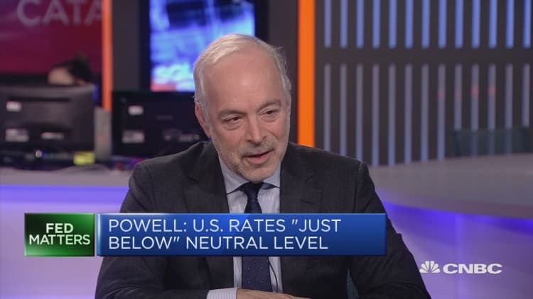 Fed's Powell says rates are 'just below' neutral level