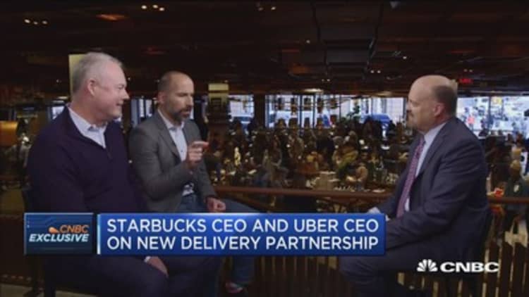 Starbucks and Uber CEOs on delivery partnership: We hope to learn from each other