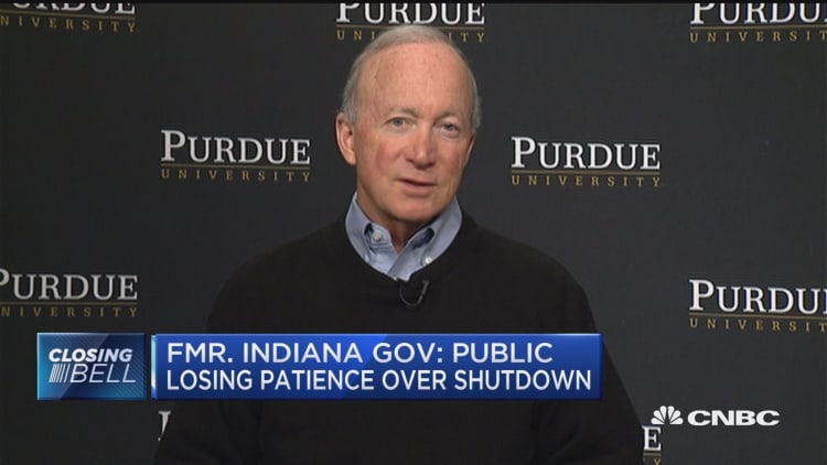 Public losing patience with both parties over shutdown, says former Indiana governor