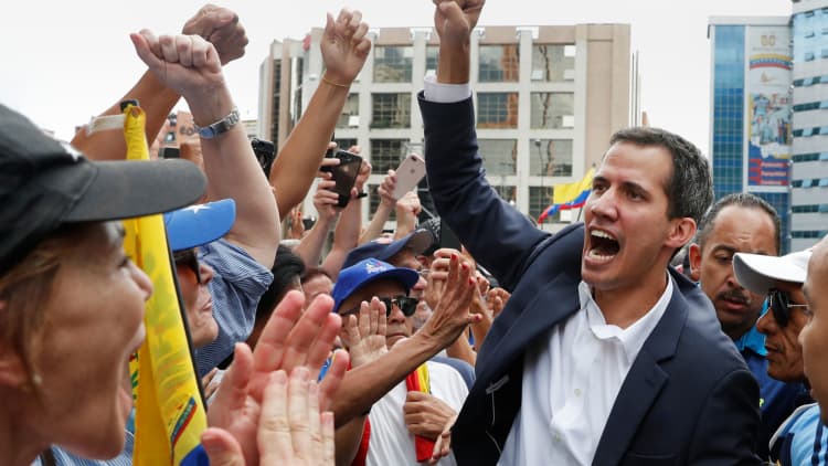 Venezuelan opposition leader Juan Guaido declares himself the country’s interim president