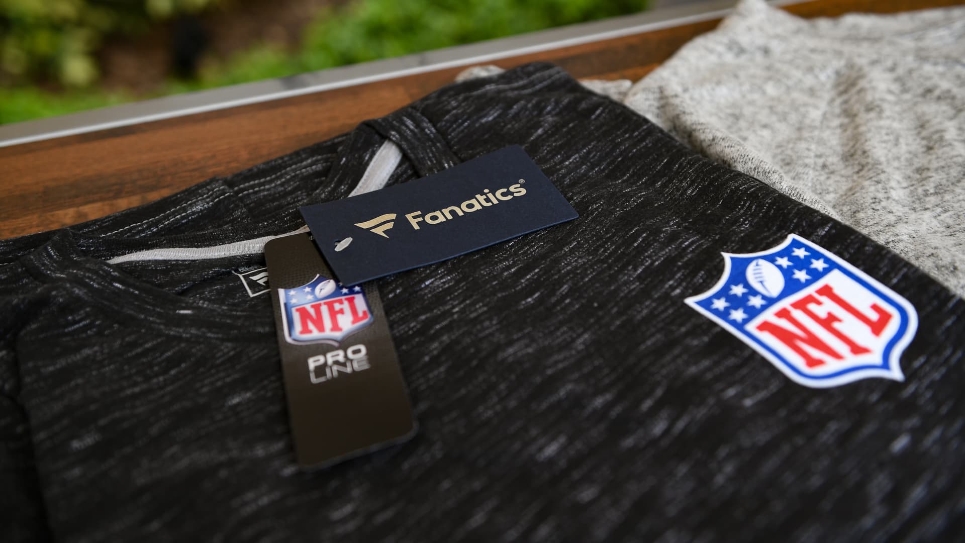 A detailed photo of the Fanatics apparel displayed at NFL Hospitality during the 2018 NFL Annual Meetings at the Ritz Carlton Orlando, Great Lakes on March 26, 2018 in Orlando, Florida.