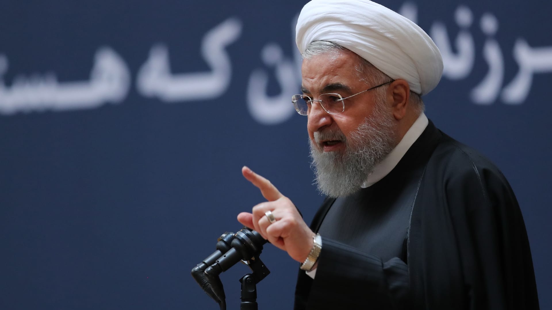 Iranian President Hassan Rouhani makes a speech during a ceremony in Tehran, Iran on January 10, 2019.
