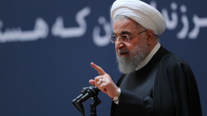 Iranian President Hassan Rouhani makes a speech during a ceremony in Tehran, Iran on January 10, 2019.