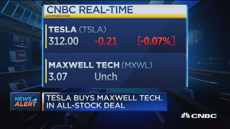 Tesla buys Maxwell Technologies in all-stock deal