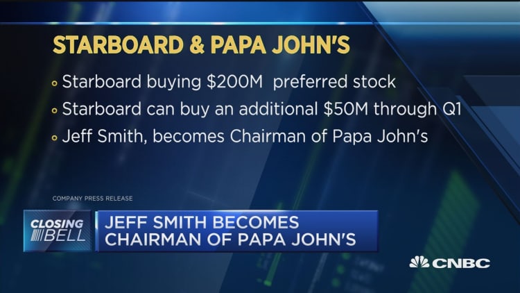 Jeff Smith becomes chairman of Papa John's after partnership from Starboard
