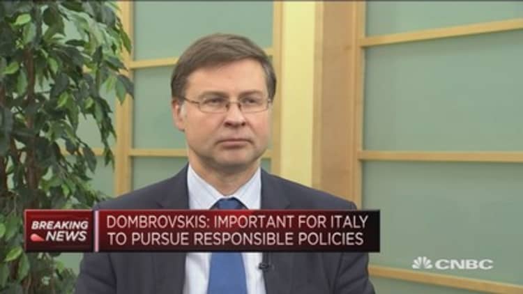 EU's Dombrovskis: Italy’s public debt needs to be addressed