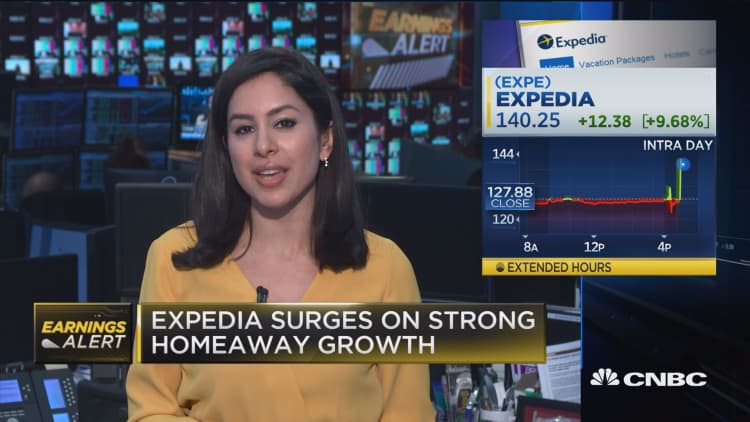 Expedia shares climb as earnings beat estimates