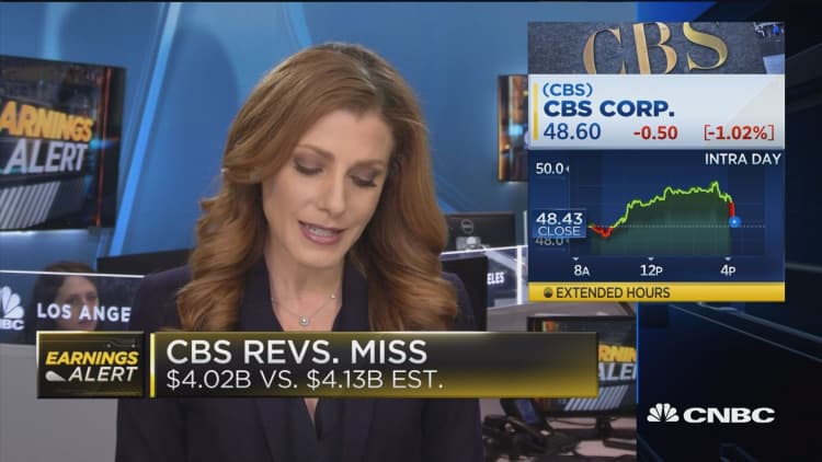 CBS misses earnings expectations