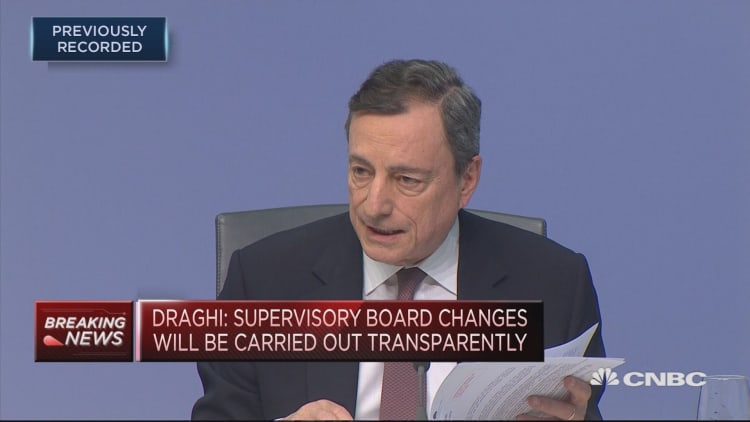 Political decisions determine whether Europe responds to monetary policy, ECB's Draghi says