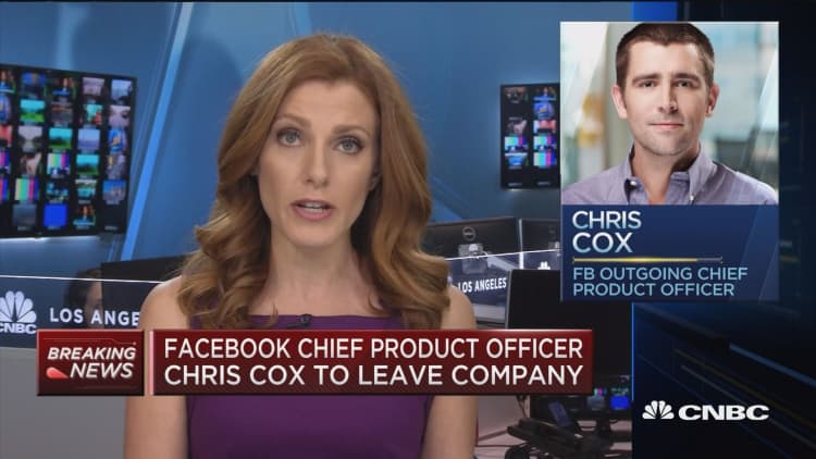 Facebook's Chief Product Officer Chris Cox to leave company