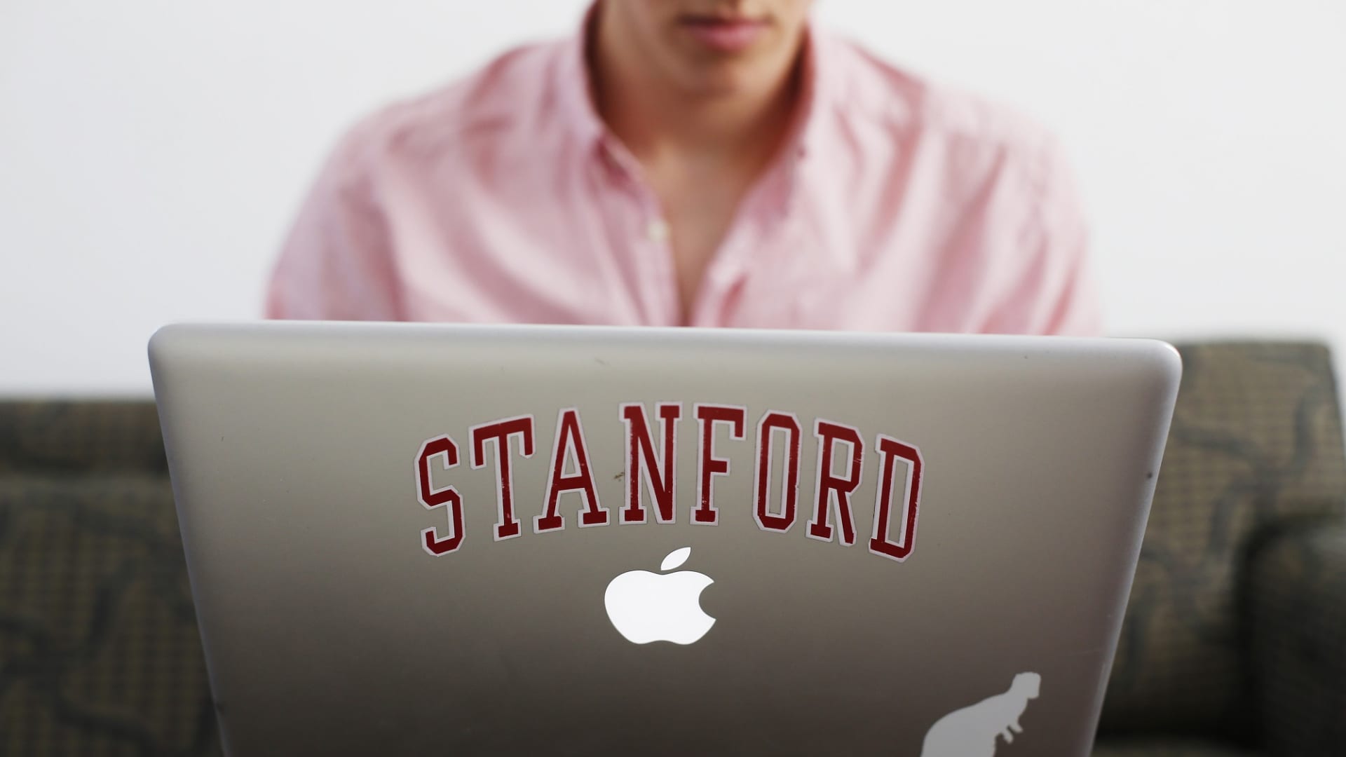 A student at Stanford University, uses a laptop.