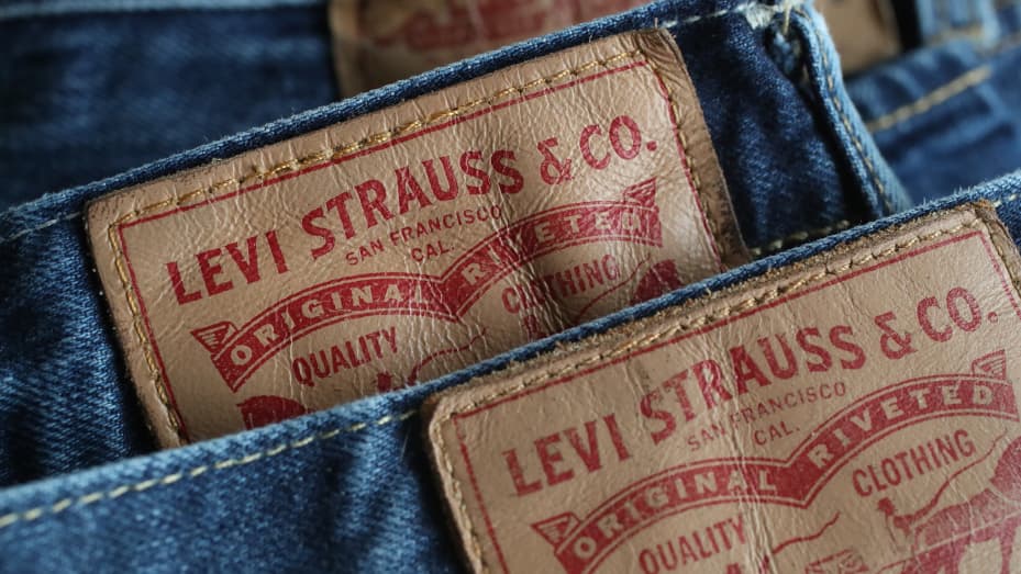 Levi's 501 blue jeans on display.