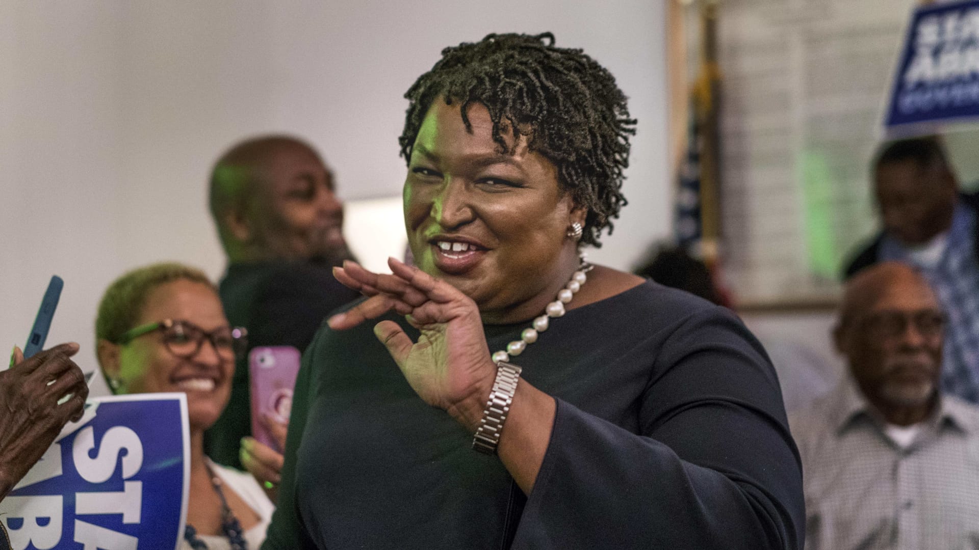 Former House Democratic Leader and Democratic nominee for Governor Stacey Abrams meets with Georgia voters in Metter, Monday November 5, 2018.
