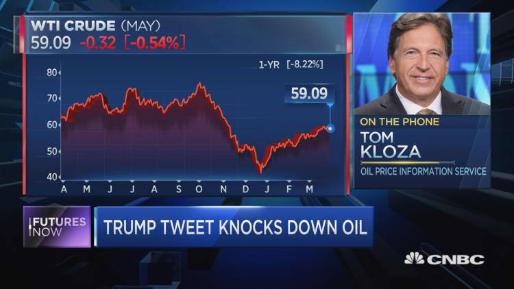 Oil falls after Trump tweet, but energy expert Tom Kloza sees higher prices in Q2