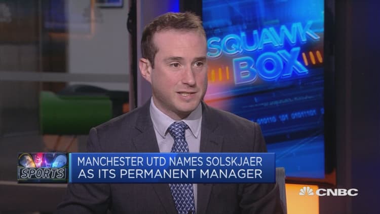 Manchester United names Solskjaer as its permanent manager