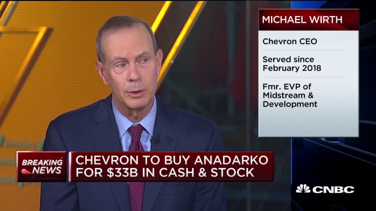 Chevron CEO Michael Wirth talks Anadarko Petroleum acquisition