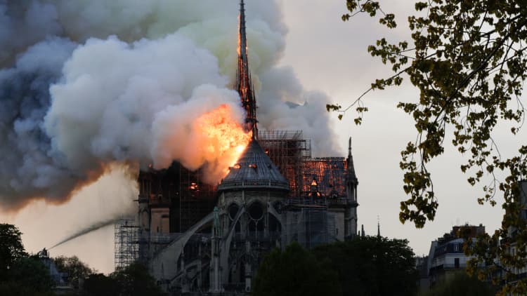 Firefighters battle massive blaze at Notre Dame cathedral in Paris