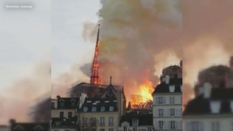 Watch: Notre Dame cathedral spire collapses during massive fire