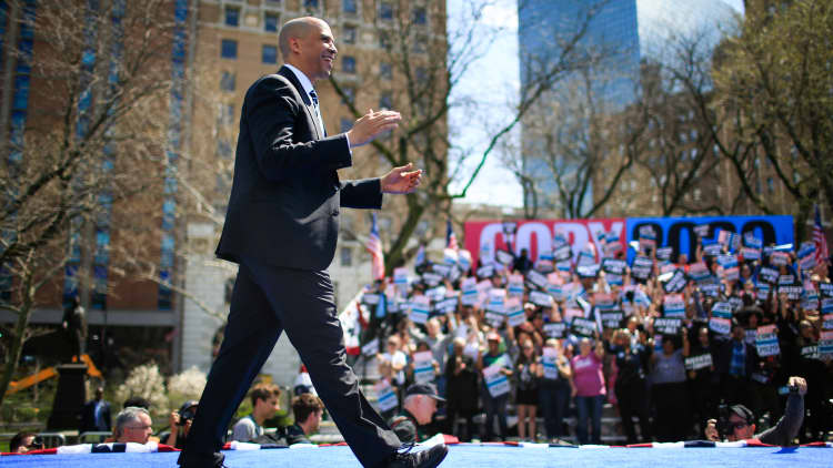 Cory Booker balances between business and the left