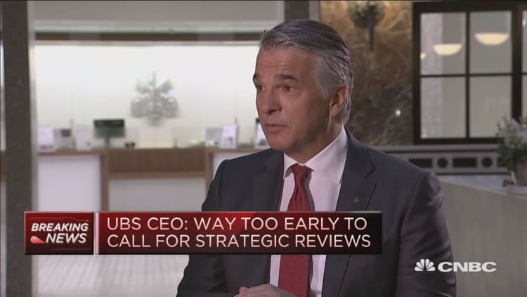 UBS CEO: Equity business performance in line with US peers