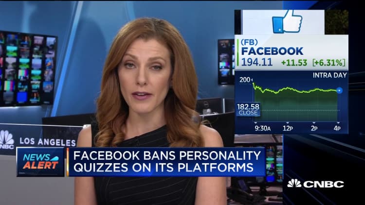 Facebook bans personality quizzes on its platforms