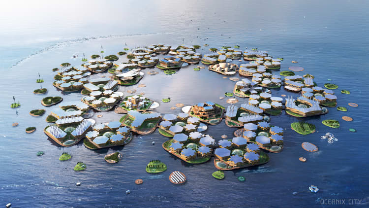 How floating cities and amphibious homes whitethorn  assistance   coastal towns accommodate  to sea-level rise
