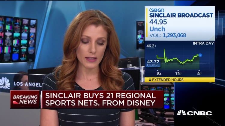 Sinclair buying 21 regional sports networks from Disney