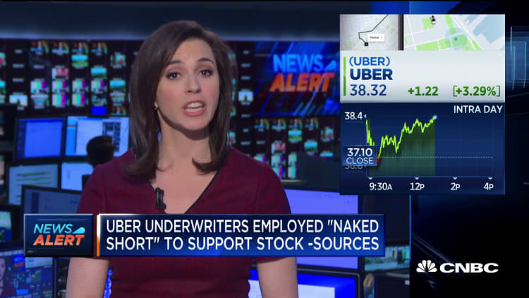 Uber underwriters employed 'naked short' to support the stock, sources say
