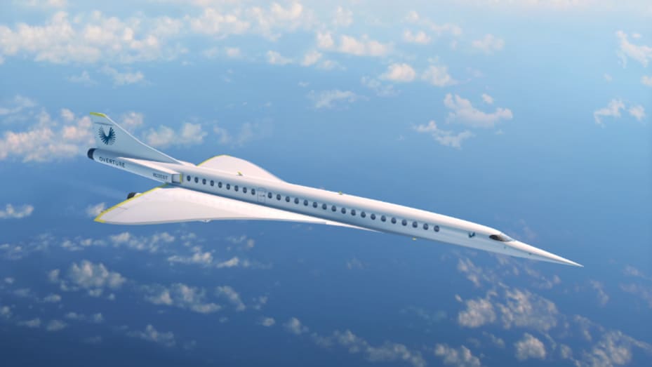 A mock up of Boom Supersonic's proposed "Overture" plane. The U.S. firm has said it is targeting the mid-2020s for it to enter service.