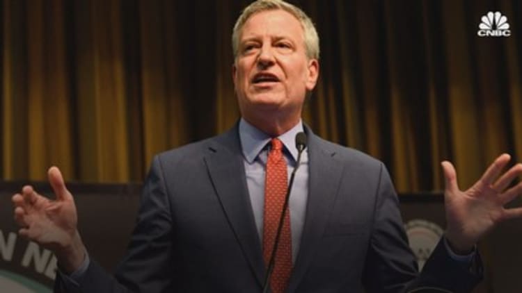 New York City Mayor Bill de Blasio launches presidential campaign