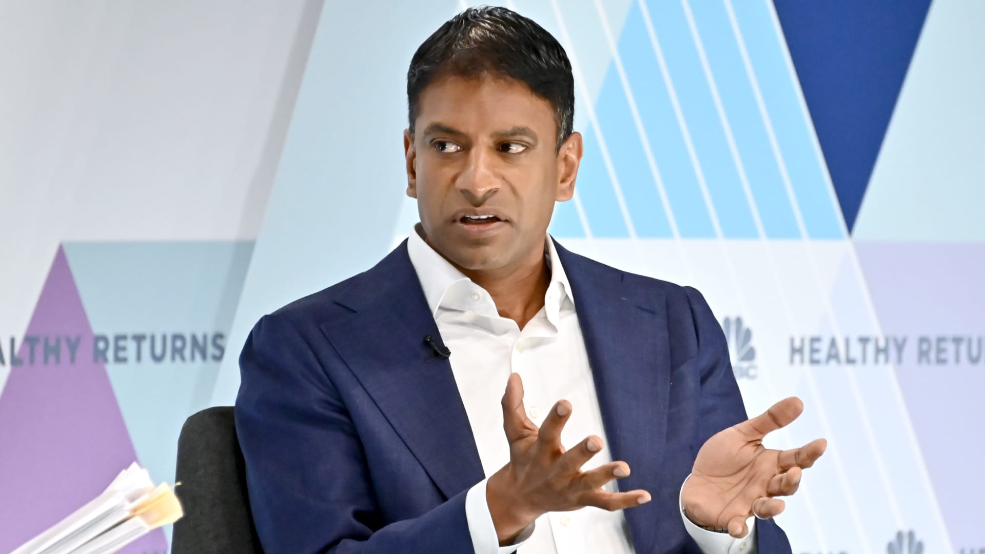 Dr. Vasant Narasimhan, CEO of Novartis, speaking at the Healthy Returns conference in New York City on May 21, 2019.