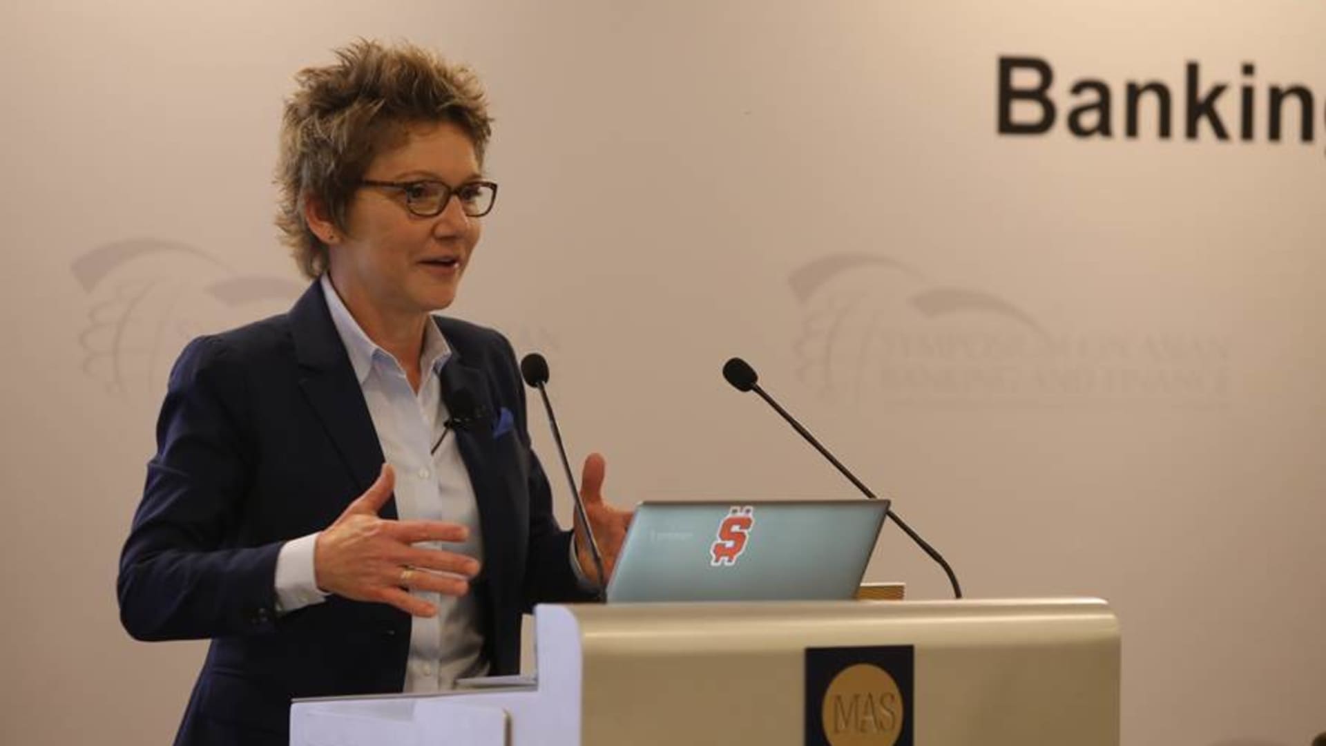 Mary Daly, president and CEO of the Federal Reserve Bank of San Francisco, giving a speech in Singapore on June 3, 2019.