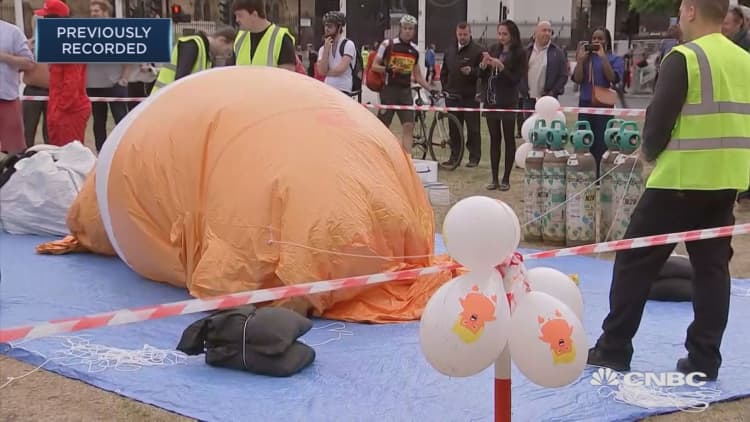 'Trump Baby' blimp inflated as protestors gather in London