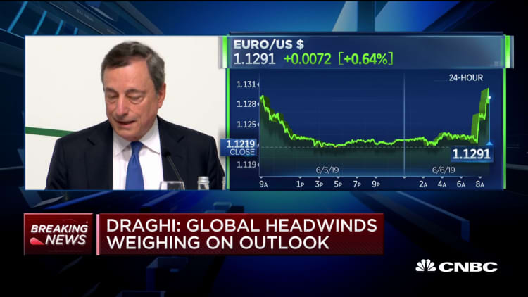 Markets higher as ECB's Draghi says inflation, growth expectations changed
