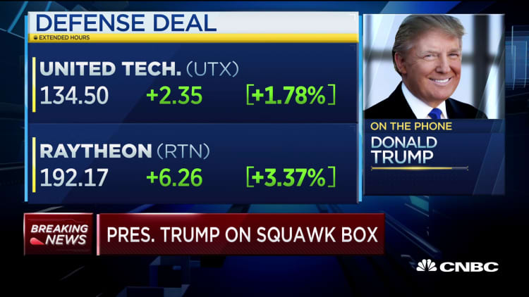Trump to CNBC: I'm a little concerned about the Raytheon-United Technologies deal