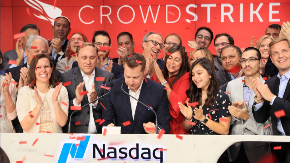 CrowdStrike IPO at the Nasdaq exchange June 12, 2019.