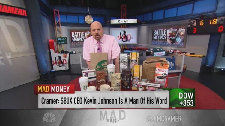 Starbucks and Dunkin' are 'defying the bears' — buy on a dip, Jim Cramer says