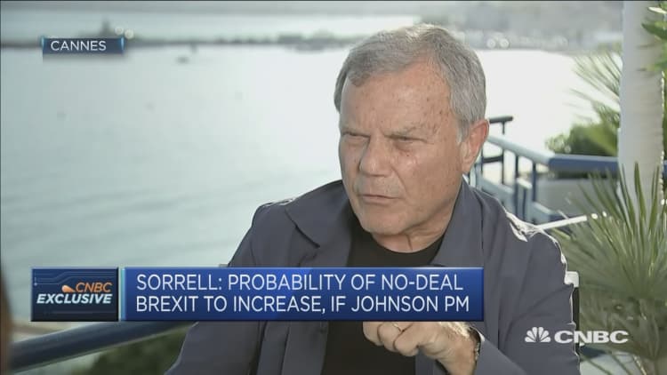 Sorrell: Chance of a no-deal Brexit to increase if Johnson becomes PM