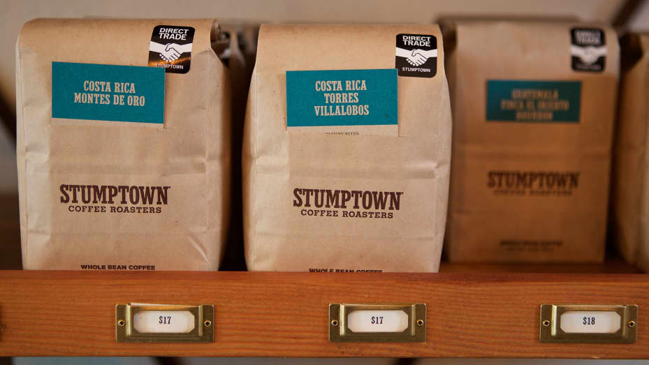 Stumptown Coffee Roasters is shown on display in the SE Division Street location in Portland, Oregon.