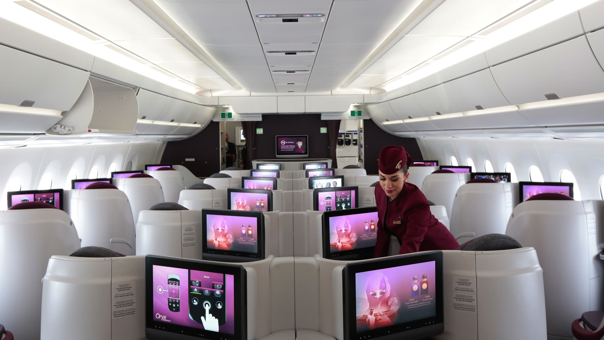 Inside a Qatar Airways plane