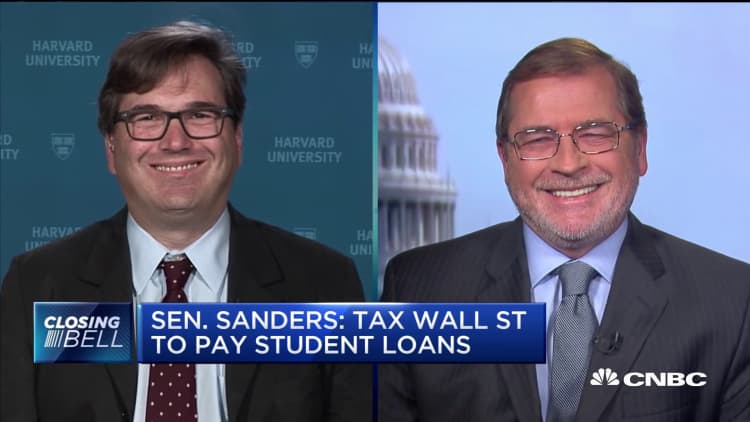 On Sen. Sanders plan to tax Wall Street and pay student loans