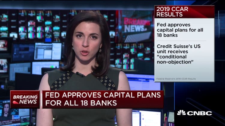 Fed approves capital plans for all 18 banks in stress tests