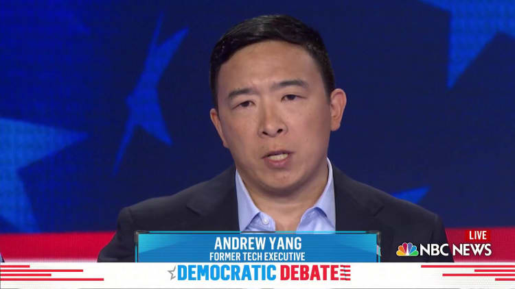 Democratic candidate Andrew Yang explains how his plan for universal basic income would work