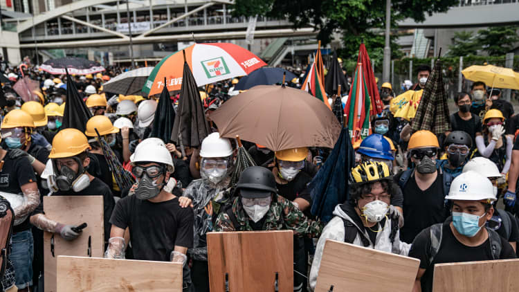 Thousands of protesters take to the streets in Hong Kong