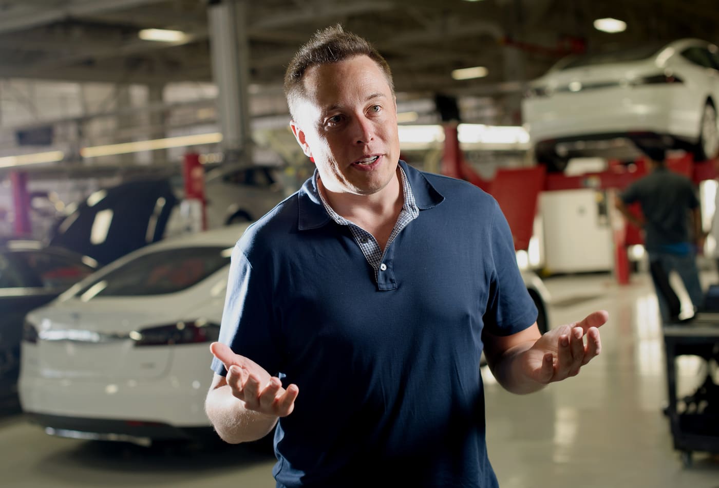 Elon Musk, co-founder and chief executive officer of Tesla Motors Inc., speaks during an interview at the company's assembly plant in Fremont, California, U.S., on Wednesday, July 10, 2013.