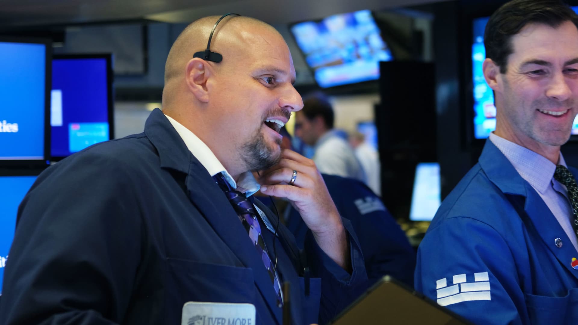 Traders work on the floor of the New York Stock Exchange (NYSE) on July 10, 2019.
