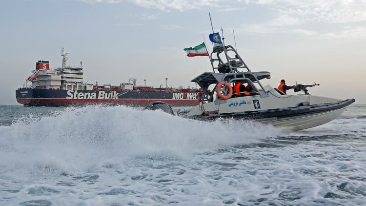 Oil gains following Iran's seizure of a British oil tanker