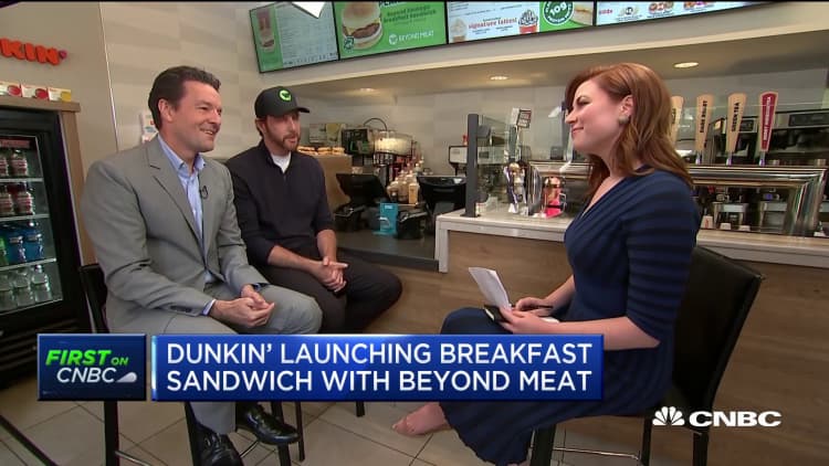 Watch Beyond Meat CEO Ethan Brown and Dunkin' CEO David Hoffmann discuss their new partnership
